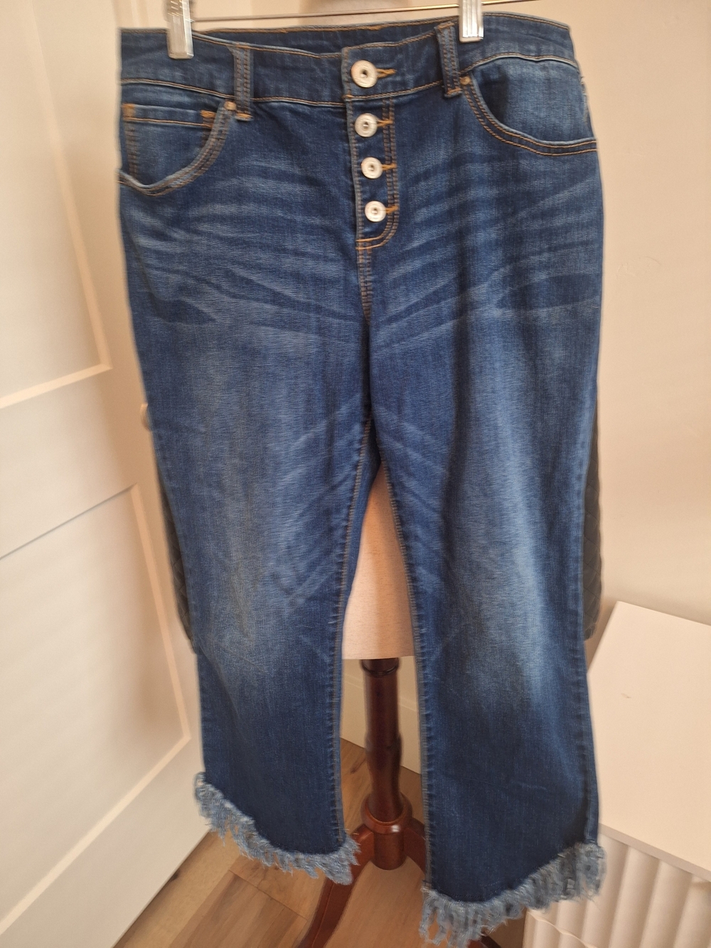 INC International Concepts Dark Blue Cropped Button-Front Jeans
